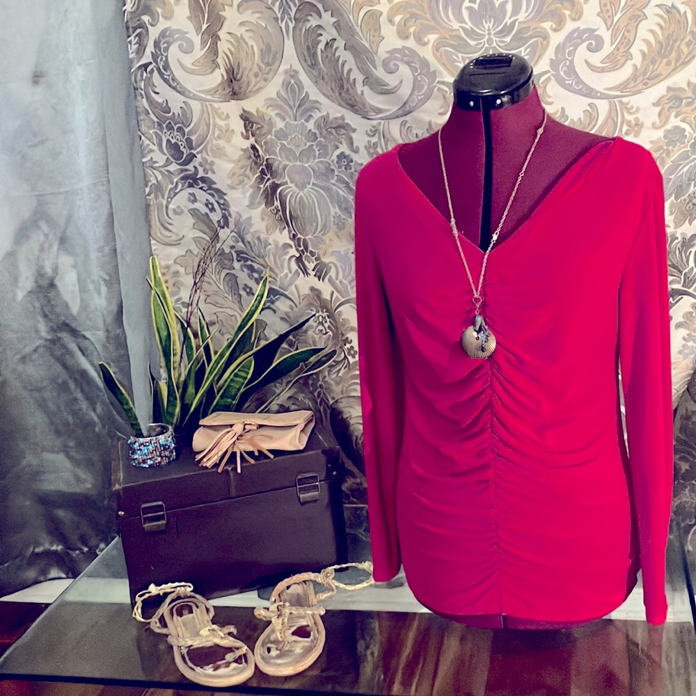 Dark Pink long sleeve blouse